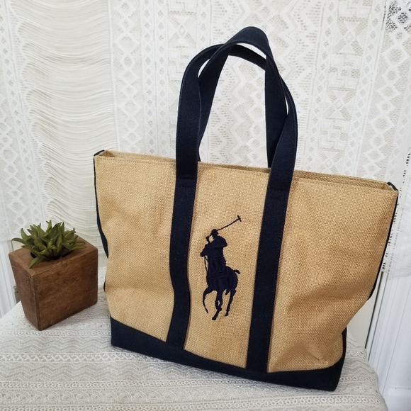 Ralph Lauren Handbags - Ralph Lauren Vintage Canvas & Burlap Tote NWOT